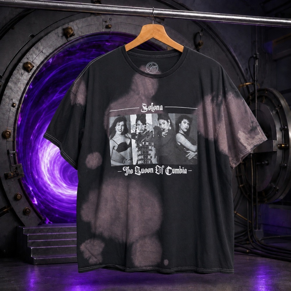 Selena The Queen Of Cumbia Bleach Wash Graphic‎ Tee Black Mens Size Large L